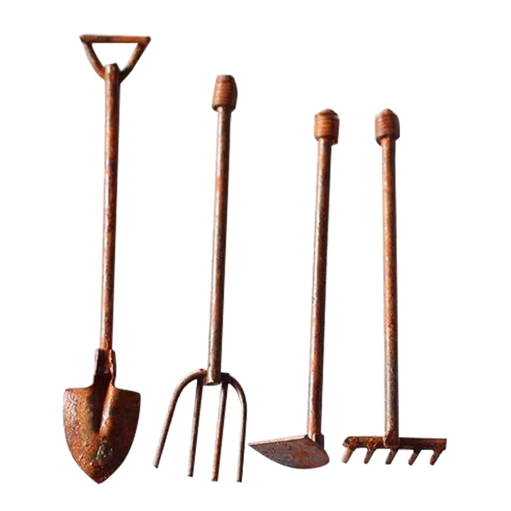 

4 Pcs Microlandscape Tools Miniature Decor Garden Metal Ornament Fairy Decors Supplies