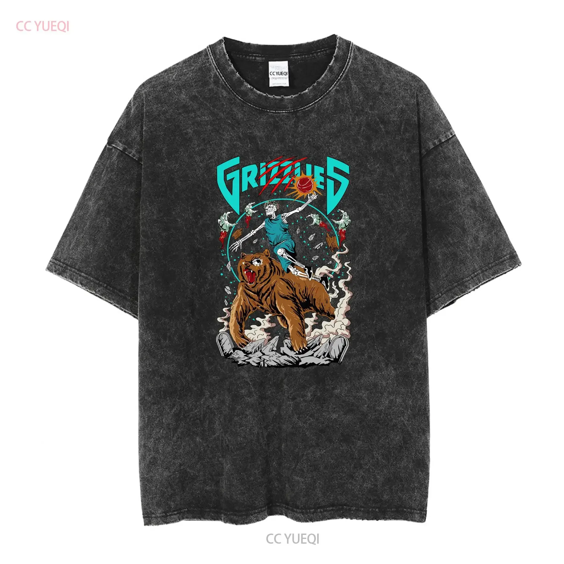 Memphis Basketball Grizzlies JA Inspired Size S XL Quality Oversized Boxy T Shirt long or short sleeves vintage Washed view 2