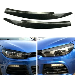 For Volkswagen VW Scirocco R GTS Car Front Headlight Eyebrow Eyelid Light Eyebrows Trim 2008-2017 Auto ABS Carbon Fiber Eyelids