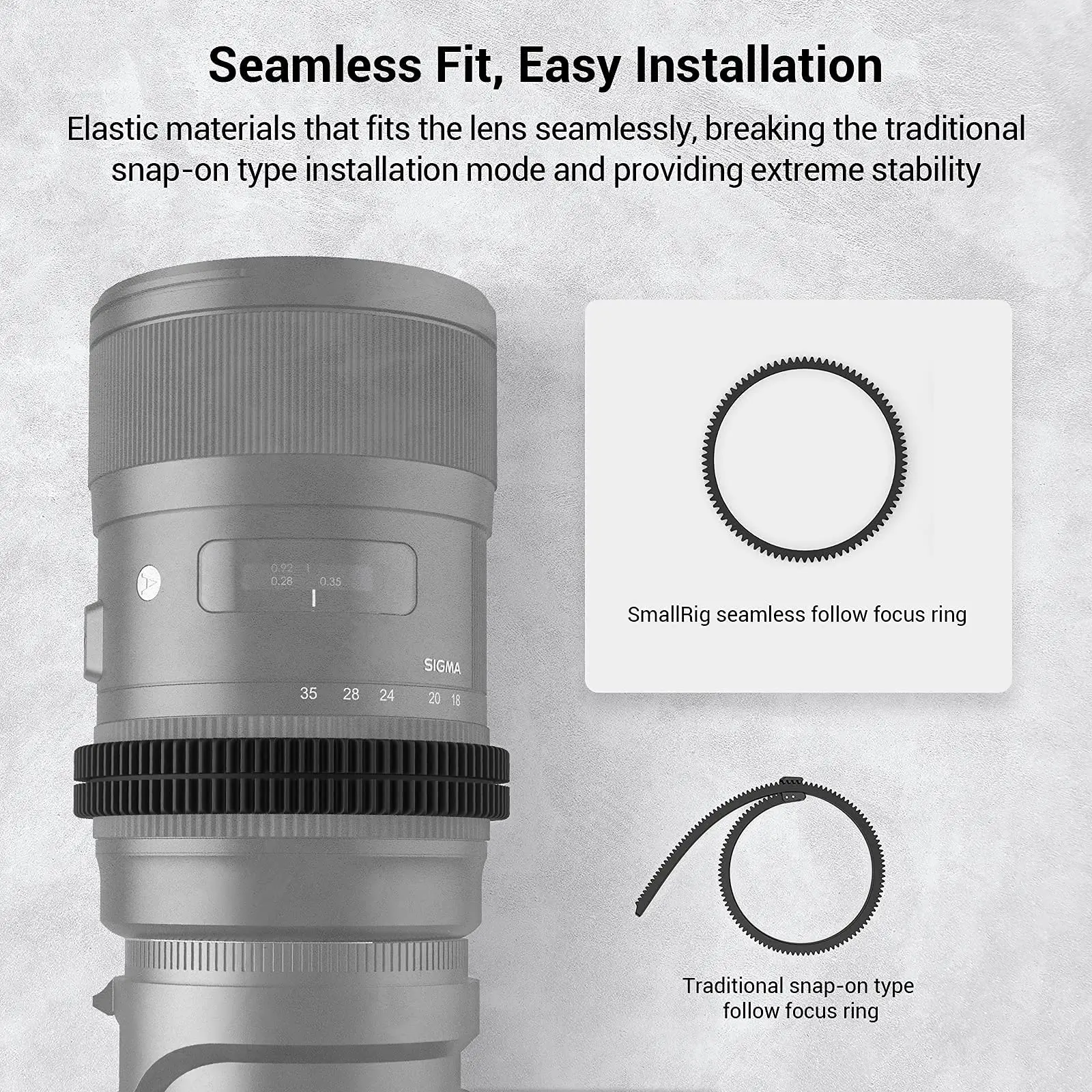 SmallRig 62.5- 83 Seamless Focus Gear Ring for Mini Follow Focus 3010 for Matte Box 3196 Camera Rig