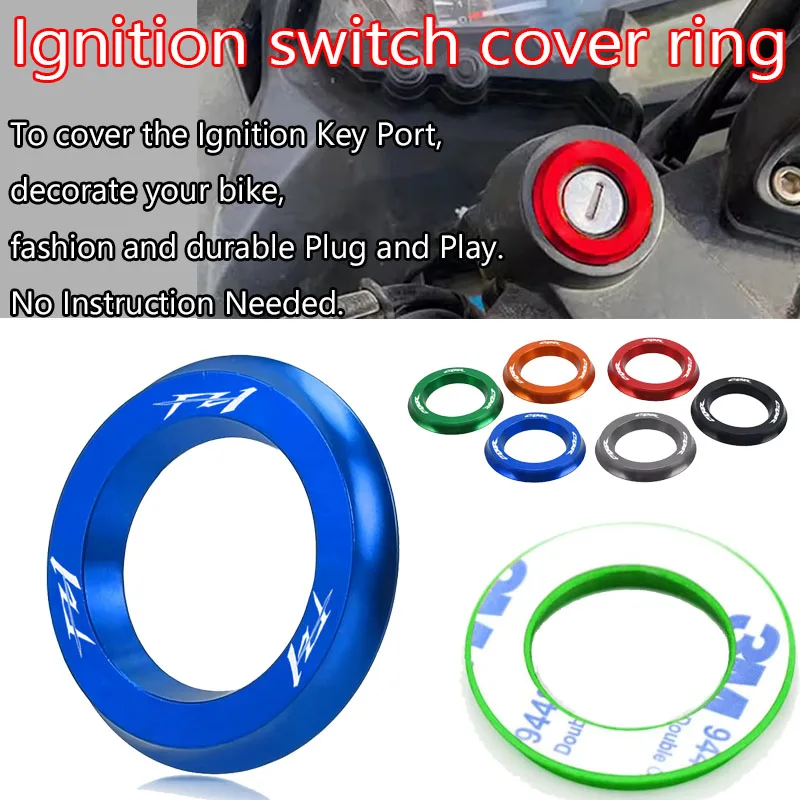 Penutup Lubang Kunci Sepeda Motor Penutup Throttle Cincin Dekoratif Cincin Lubang Kunci Aluminium CNC untuk YZF YZFR6 YZF-R25 YzFR3 R15 R125
