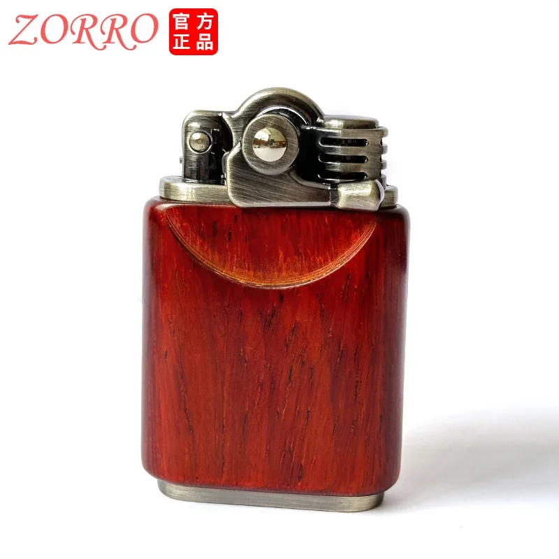 Zorro Kerosene Lighter Personality Creative Wooden Shell Rhino Horn Rocker Ignition Retro Nostalgic Old-fashioned Smoking Tool