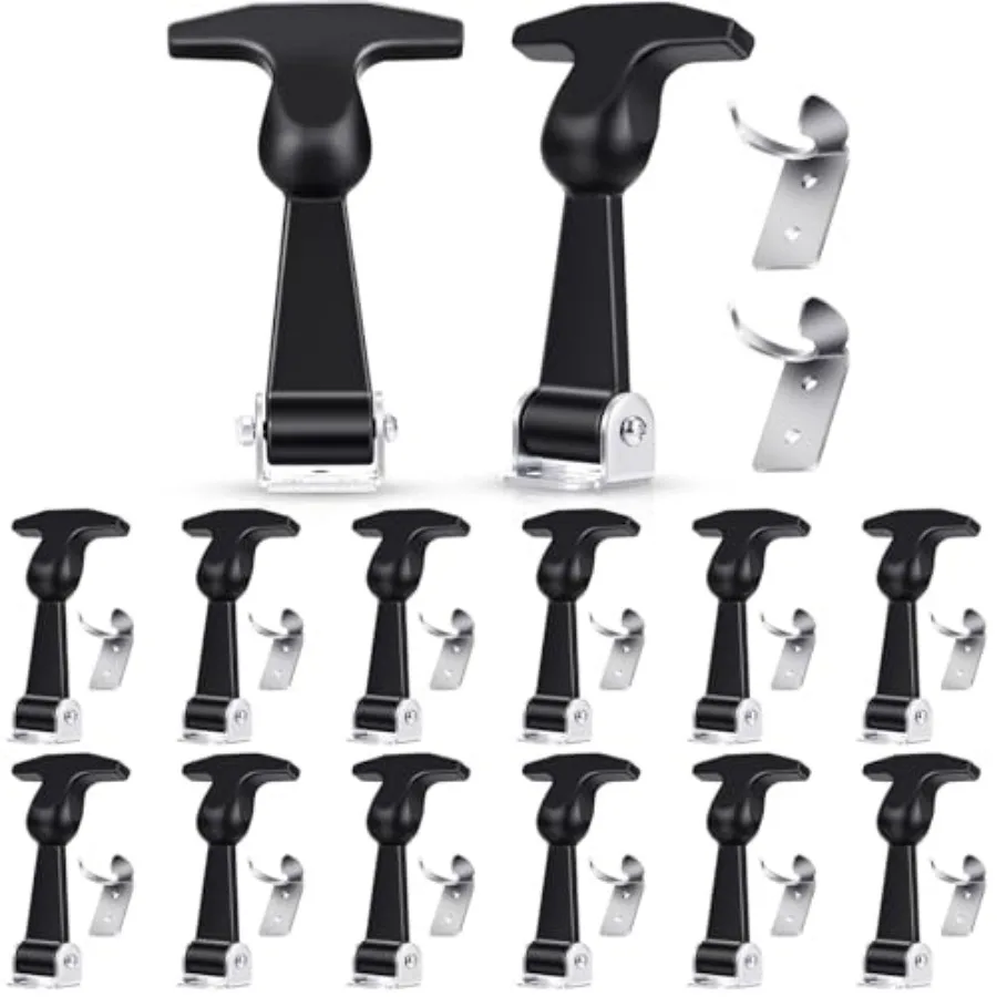 

Mudder Pcs Elastic Stainless Steel Rubber Hood Catch Flexible T-Handle Hasp Rubber Flexible Draw Latches with Brackets for Vehi
