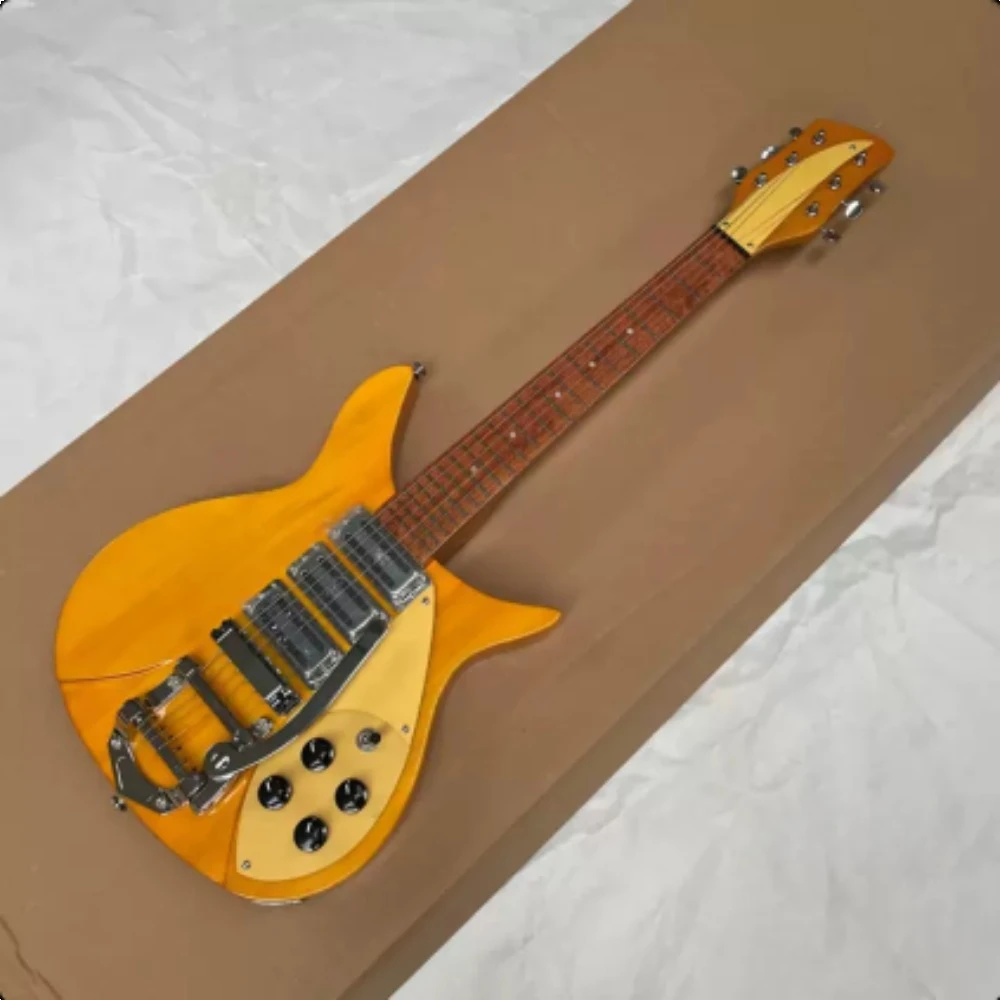 325 Transparent Yellow 6-String Electric Guitar with Beige Pickguard and Rosewood Fretboard Guitars,dot inlays