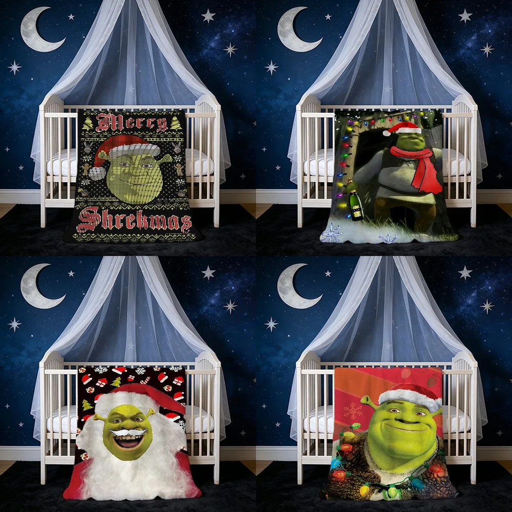 Christmas S-Shreks-ES Funny Meme Blanket Flannel Warm Soft Throw Blanket For Room Sofa Childish Birthday Gifts