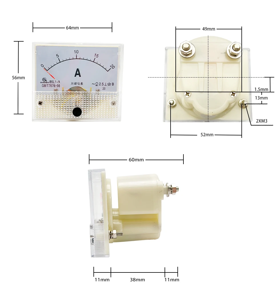 Pengukur Amper 85C1-A DC /75mv Panel Analog, pengukur arus AMP 10A-0-10a Ammeter 1A 3A 5A 10A 20A 30A 50A 100A 200A 500A