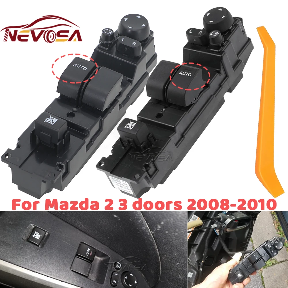 3-Doors For Mazda 2 Mazda2 2008 2009 2010 DF7166350A DF71-66-350A Electric Master Power Window Control Switch Left Right Driver