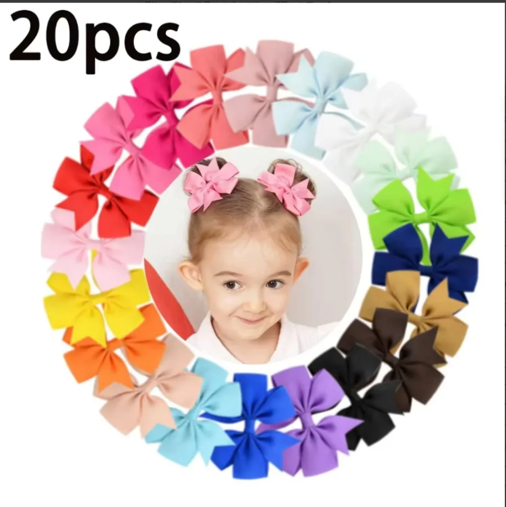 

20/40 шт., набор заколок для волос с бантом ярких цветов для маленьких девочек, милая заколка для волос с лентой, детские головные уборы, детские аксессуары для волос, подарки