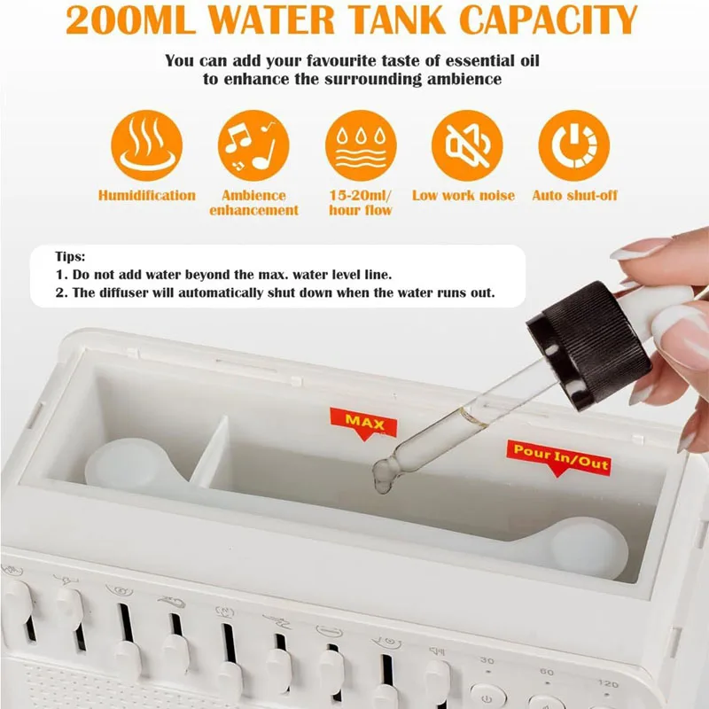 مكبر صوت بلوتوث لاسلكي للنوم، آلة نوم بيضاء الضوضاء مع موزع زيت، مرطب هواء مقلد، مؤقت للنوم #5