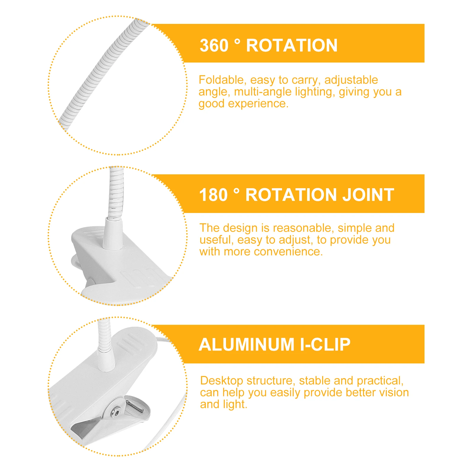 

48LED Clamp Desk Light USB Powered Reading Study Table Lamp Adjustable Desk Lamp Brightness White Natural Warm