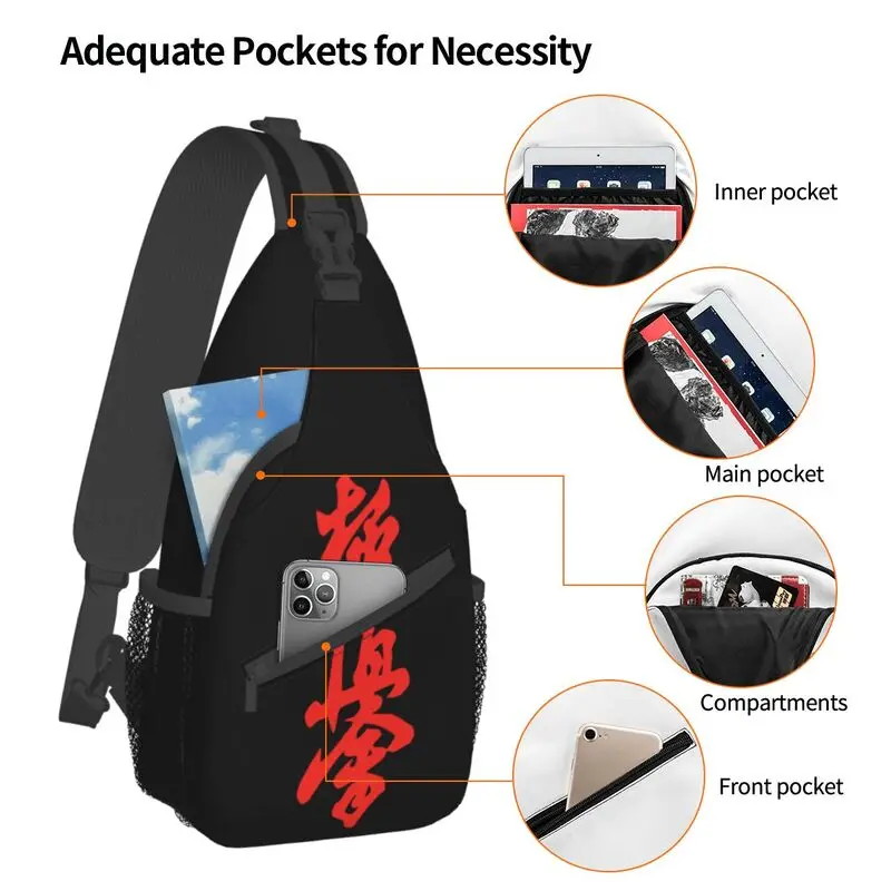 Casual Kyokushi Karate Sling Bag for Traveling Men Martial Arts Chest Crossbody Backpack Shoulder Daypack