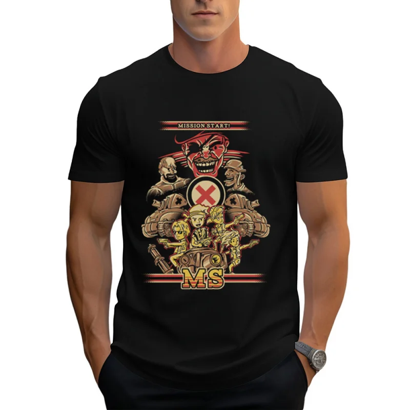 

MISSION START! 0129 Metal Slug Heavy Machine Gun Arcade Gift T shirt Full Army Shooting War Game Graphic clothes All size Tops