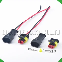 2 Pin Male Female Super Seal Waterproof Electrical Automotive Connector Plug For car 282104-1 282080-1 with 15cm 18AWG wire