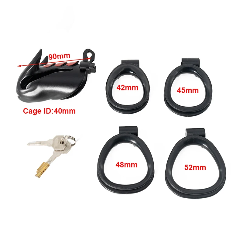 Little Devil Chastity Cage Men's Cock Device with 4 Size Penis Rings Lower Body Restraint Anti Erection SM Training Sex Toy Lock view 6