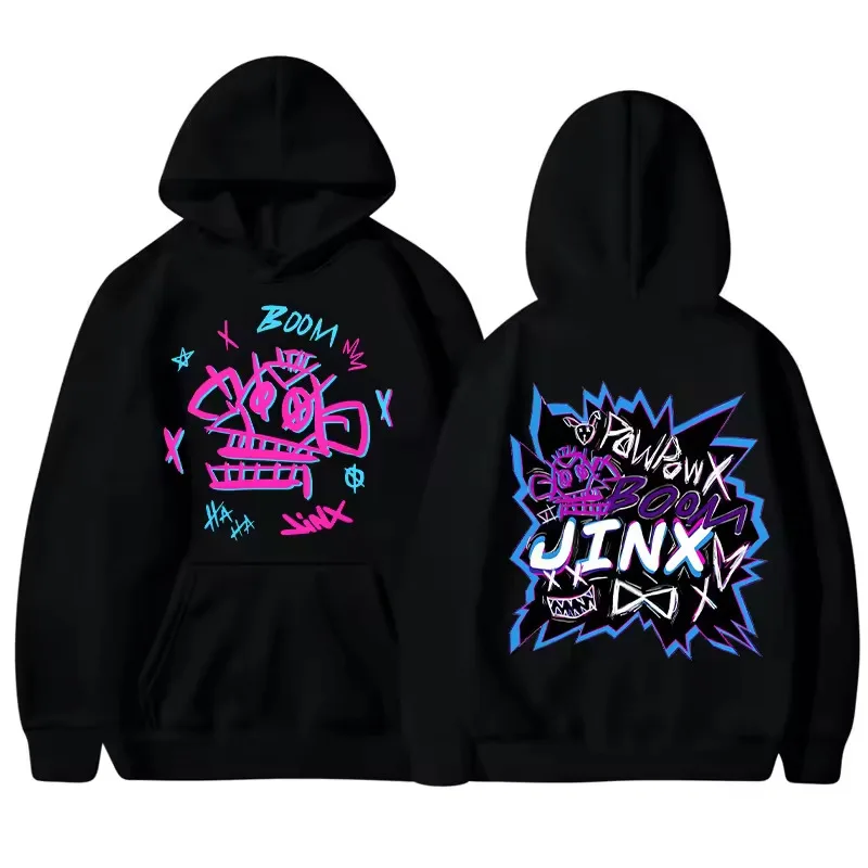 New Arcane-Jinx Hoodie Anime Figure Graphic Hoodie For Fans Double Sided S-5XL