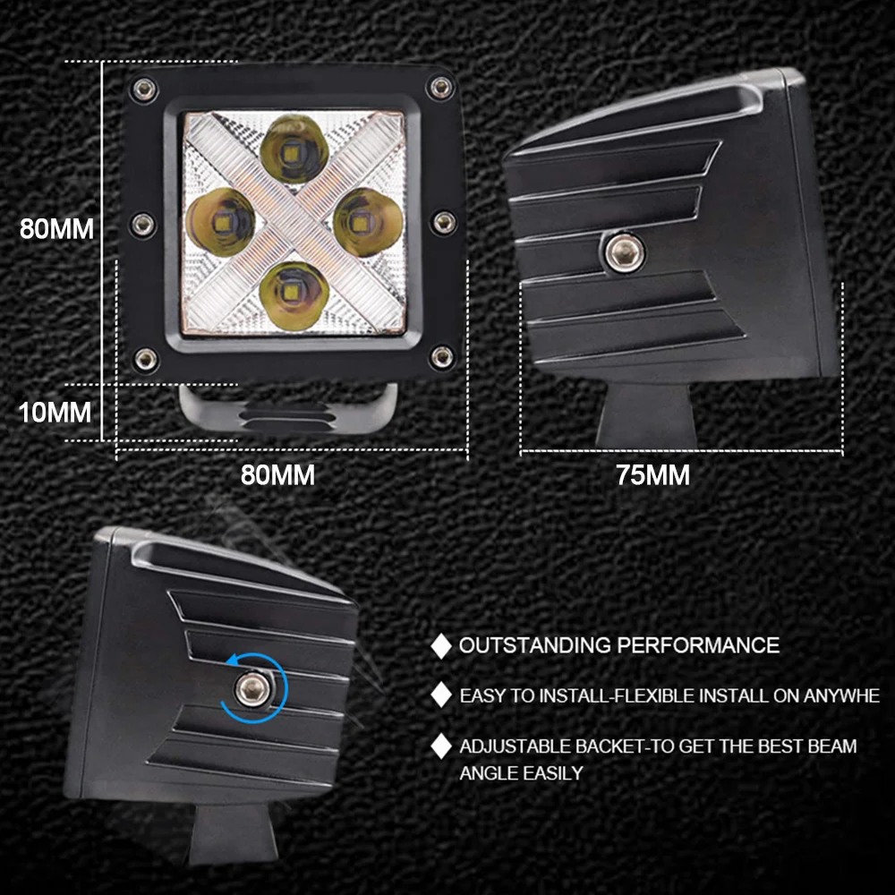 Led Cube Arbeit Licht Nebel Lichter Auto DRL Fahren Beleuchtung Arbeitsscheinwerfer 12V 24V Combo Strahl für Off-road Moto Lkw ATV UTV Marine – Detail 7