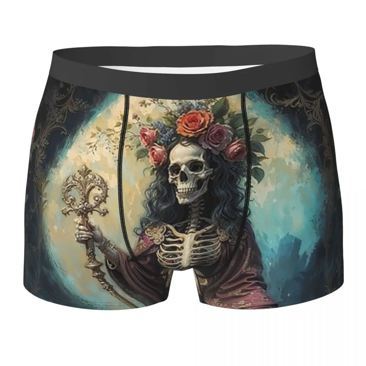 Boxer Underpants Shorts Santa Muerte Spanish Panties Men's Breathable Underwear for Homme Man Boyfriend Gifts