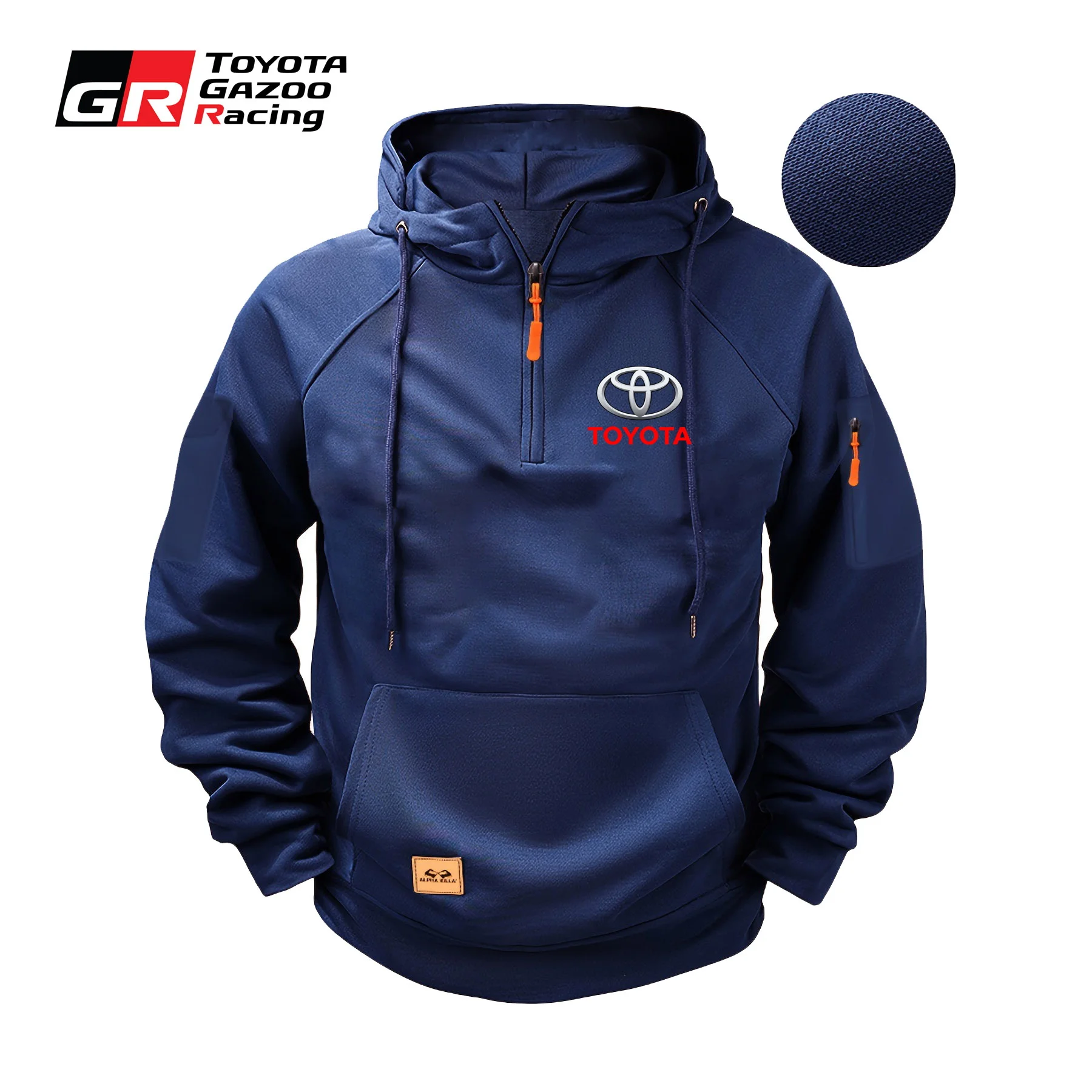 سويت شيرت رجالي كاجوال بقلنسوة للربيع والخريف مقاس أوروبي بلون سادة وشعار تويوتا بلوفر ريترو للشباب #1