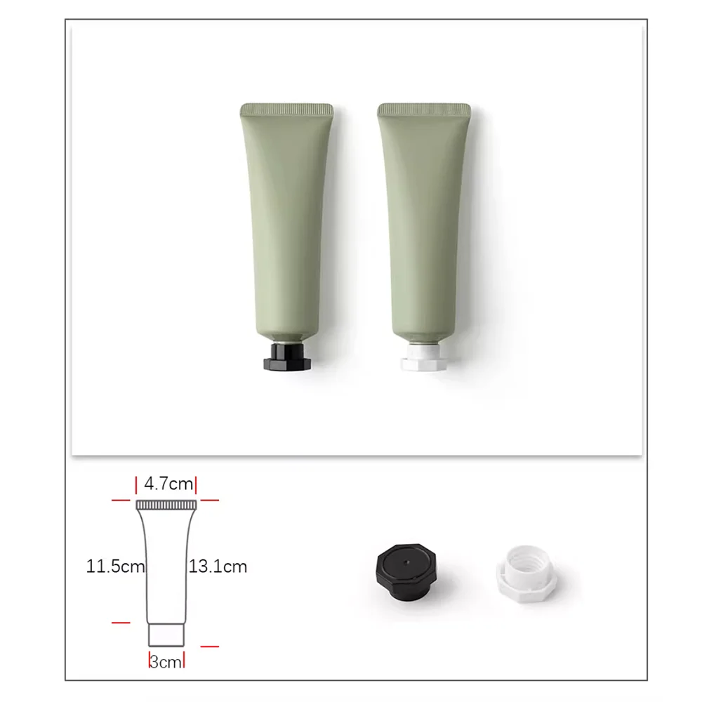 Tube à presser vert mat vide, bouteille souple cosmétique, émulsion crème, shampoing, Lotion pour le corps, récipient rechargeable, 50g