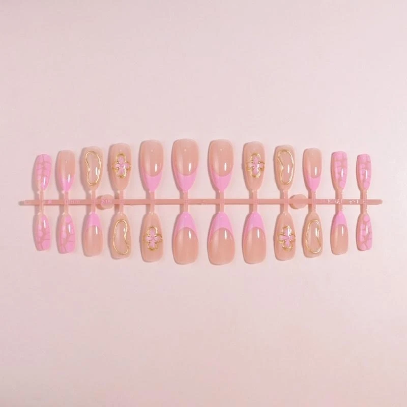 

24Pcs Almond Short Press On with Colorful French Glossy Finish on for Parties and Celebrations T4MB