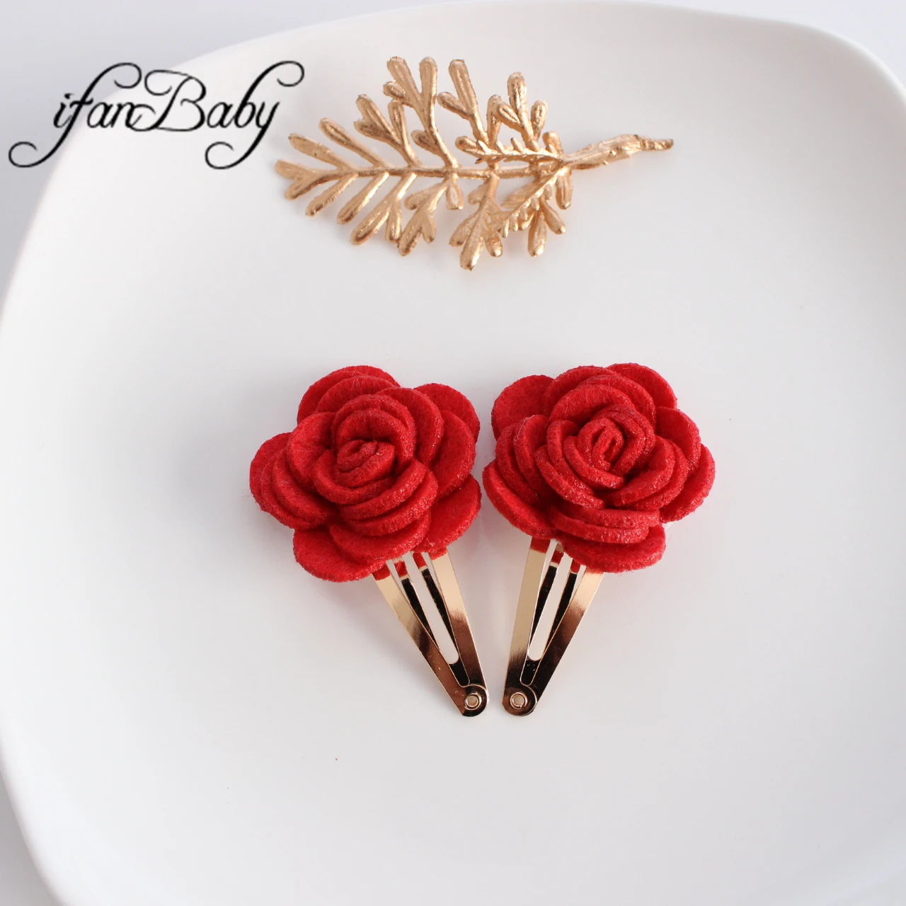 Fashion Kids Girl BB Hair Clips Felt Flowers Hair Pin Floral Headwear Accessories 2PCS