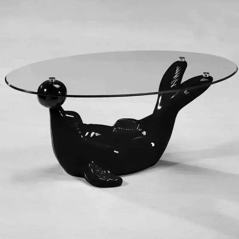 

Glass oval coffee table modern simple small apartment living room animal shape