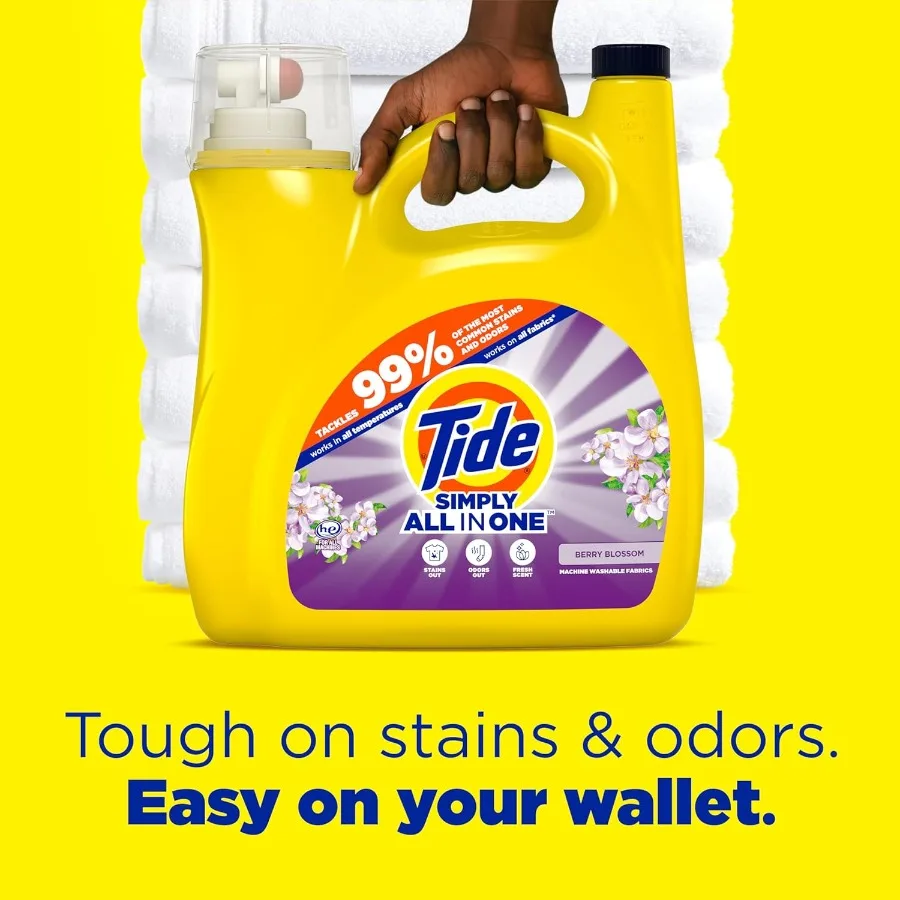 منظف الغسيل الكل في واحد، زهر التوت |   182 أونصة سائلة، 138 تحميلًا، آمن للغسالة