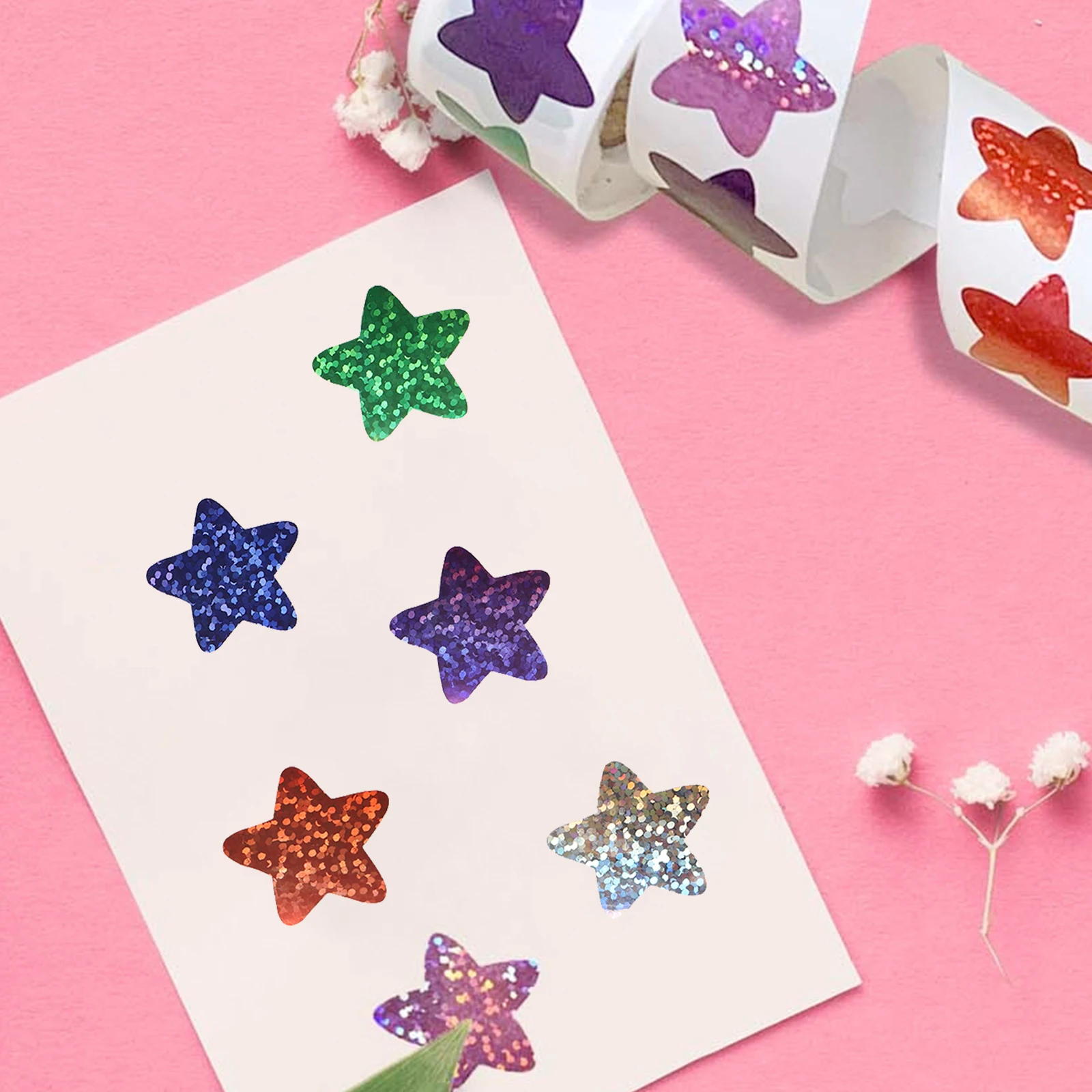 

500 шт./рулон, цветная наклейка со звездой и блестками, подарок на день рождения, свадьбу, декор для вечеринки, самоклеящаяся наклейка, конверт, приглашение, этикетка для выпечки