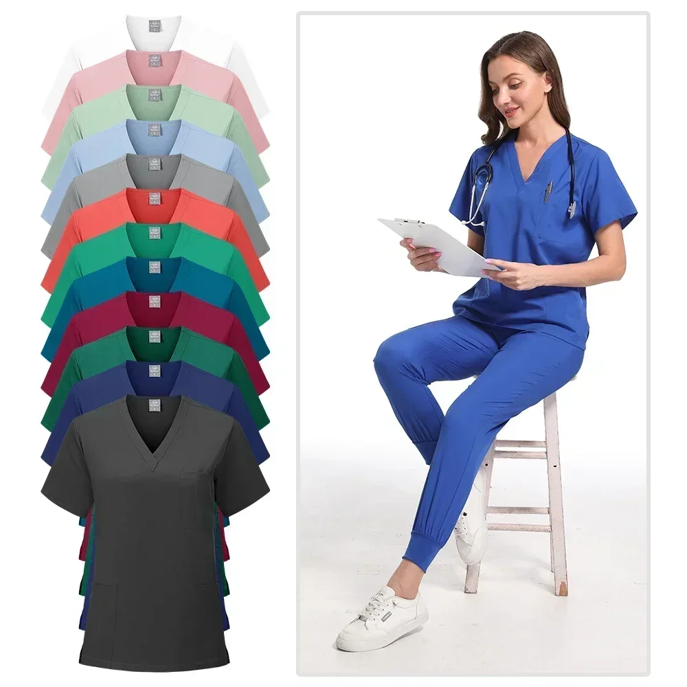 Medical Uniform Hospital Surgical Dentist Overalls Jogging Doctor Nurse Multi-colored Women Wear Beauty Spa Set  scrubs