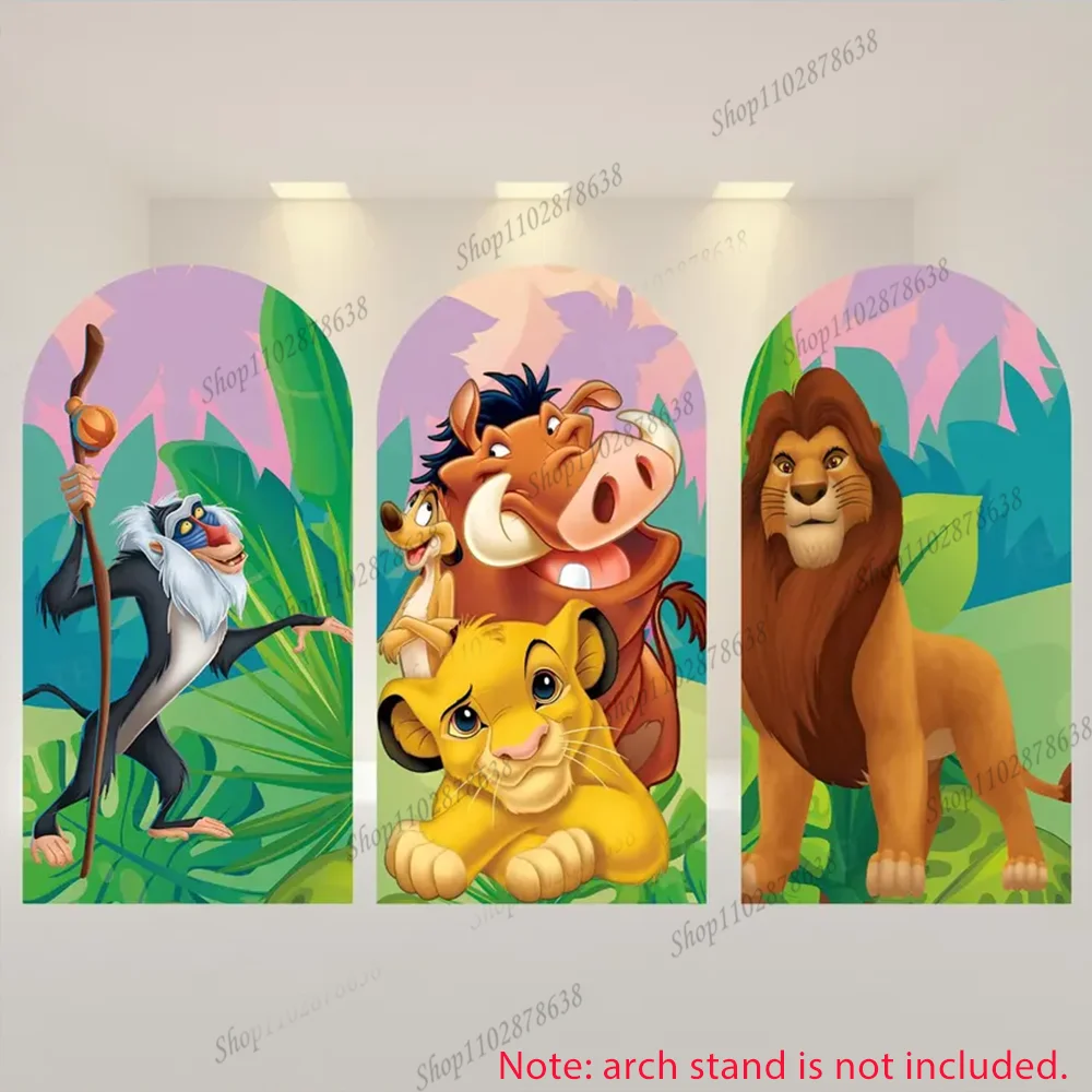 The Lion King Baby Shower Arch Cover Custom Spandex Elastic Simba Timon Pumbaa Rafiki Hakuna Matata Arch Backdrop - view 5
