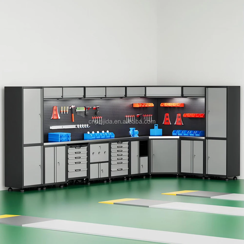 Workshop Garage Tool Organizer OEM Storage Cabinet Modular Garage Workstation Combination Heavy Duty Design Steel StorageATV&UTV