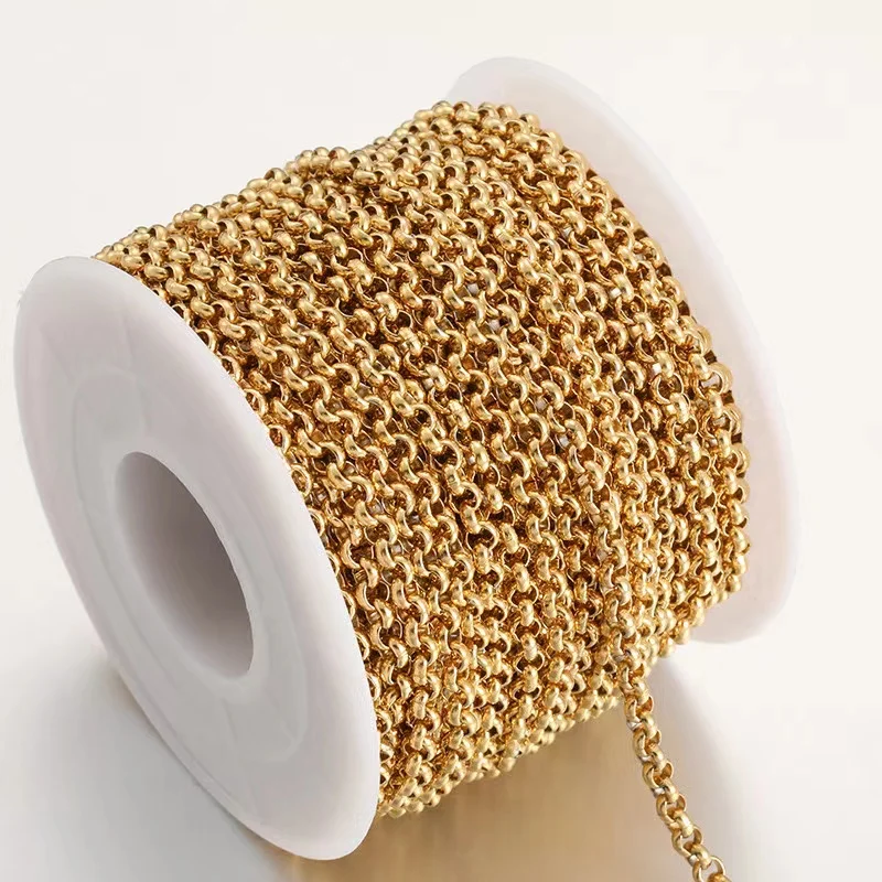 2Meters Stainless Steel Vacuum PVD Plated Pearl Chain Necklace Women Girl's Fashion Jewelry Water Resistant