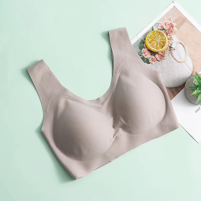 Birdtree, Slik Lining Bra Women Sport Removable Pads Lace Wire Free Seamless Bralette Linerie Underwear U35691C