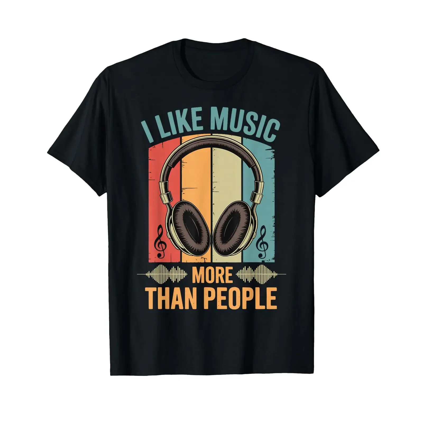 I Like Music More Than People T Shirt vintage Washed Versatile fashion streetwear Unisex Soft graphic Breathable homme