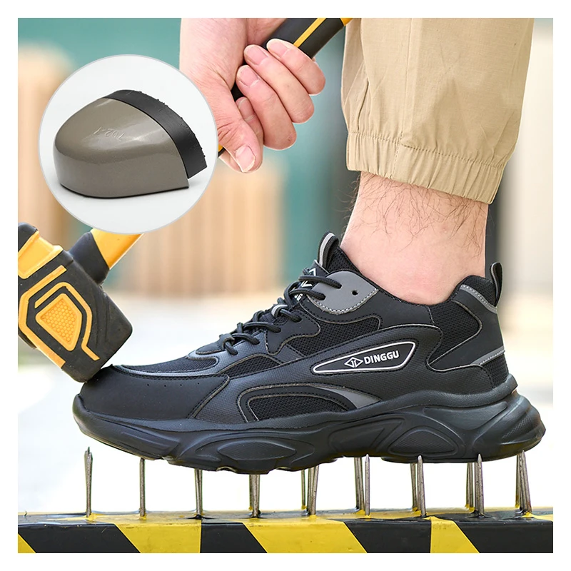 men fashion breathable steel toe covers work safety shoes summer tooling boots worker security sneakers safe footwear protection