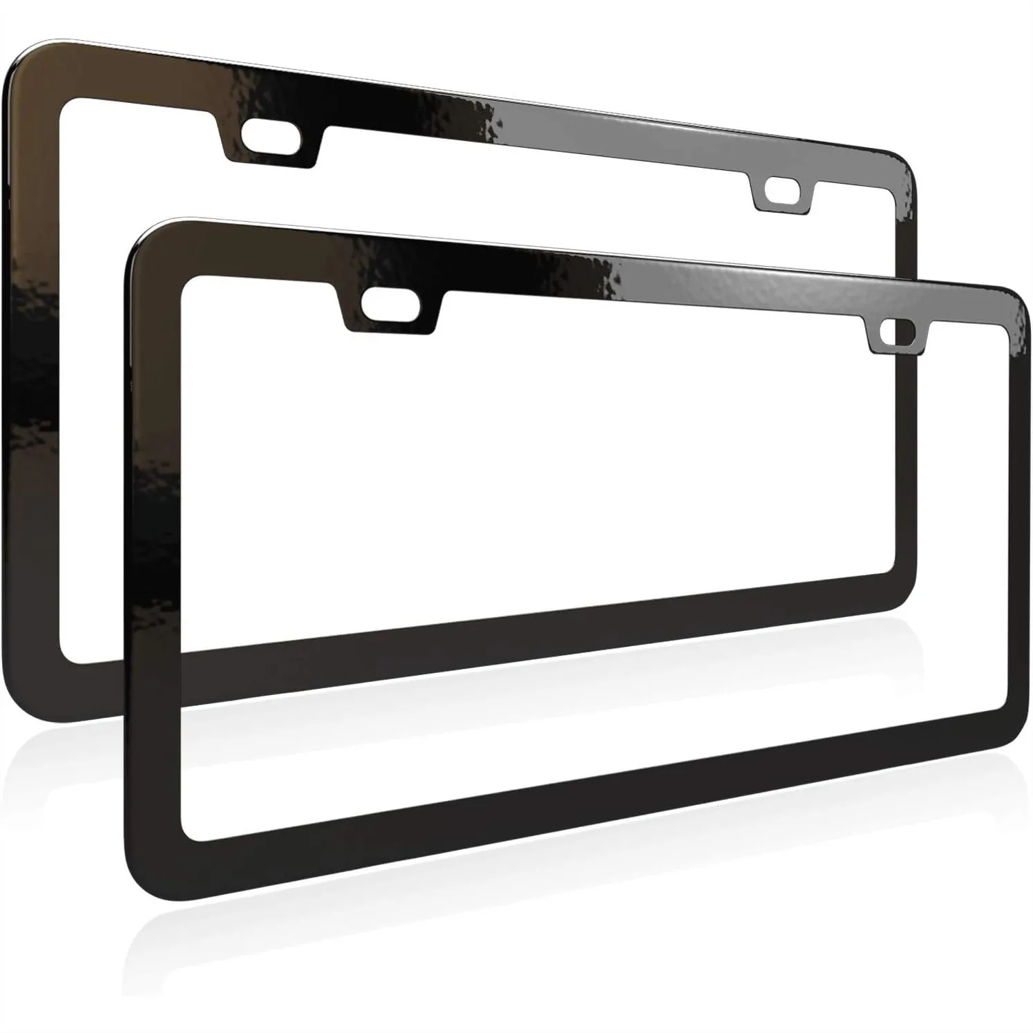 

Stainless Steel License Plate Frame, 2 Pack with Screw Caps, Matte Black