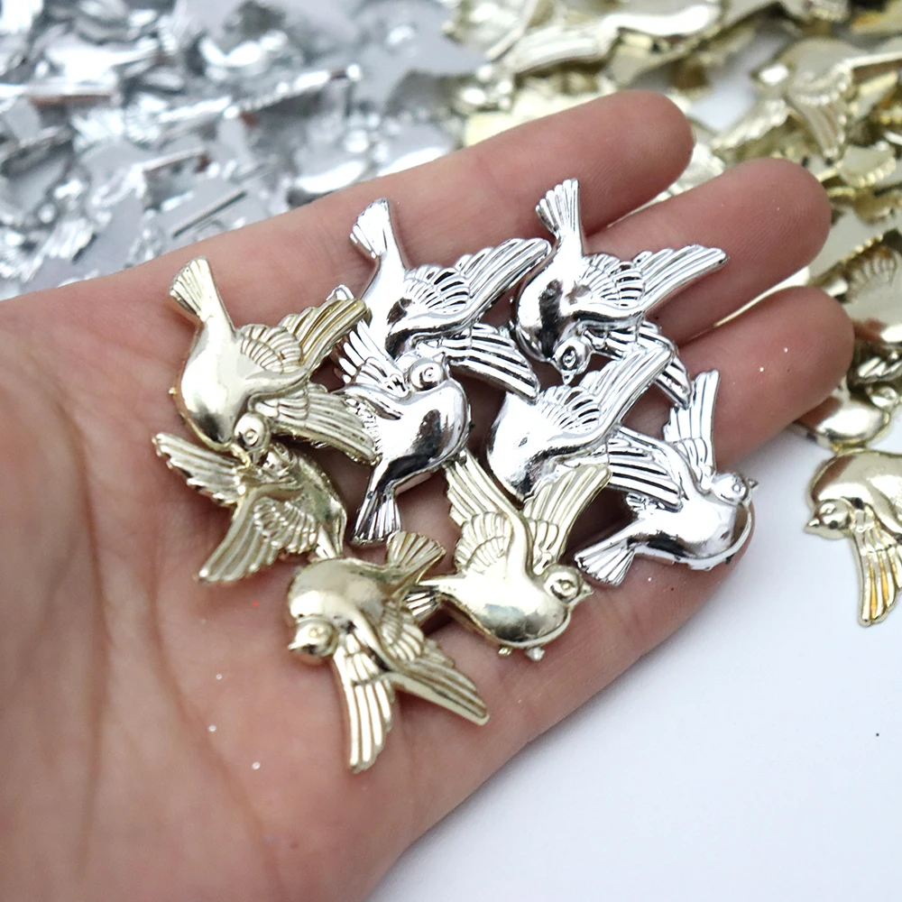 10Pcs Pigeon Beads 3D Dove Confetti Buttons DIY Necklace Badges Brooches Bracelet Pins Corsage Christmas Gifts Party Decorations