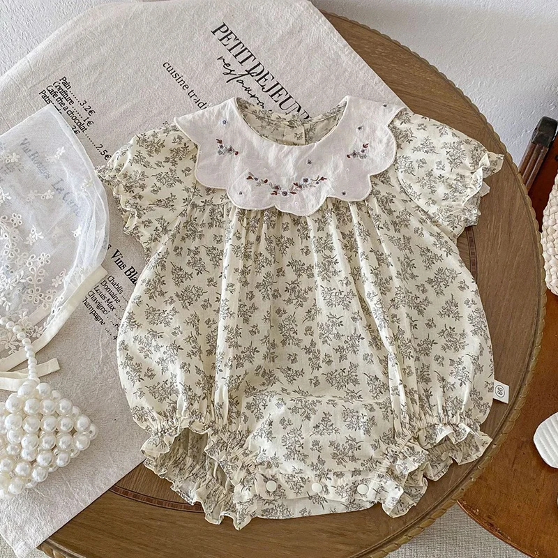 

2024 New Summer 0-24M Baby Girls Clothing Newborn Baby Girls Romper Short Sleeved Cotton Print Toddler Baby Girls Jumpsuit