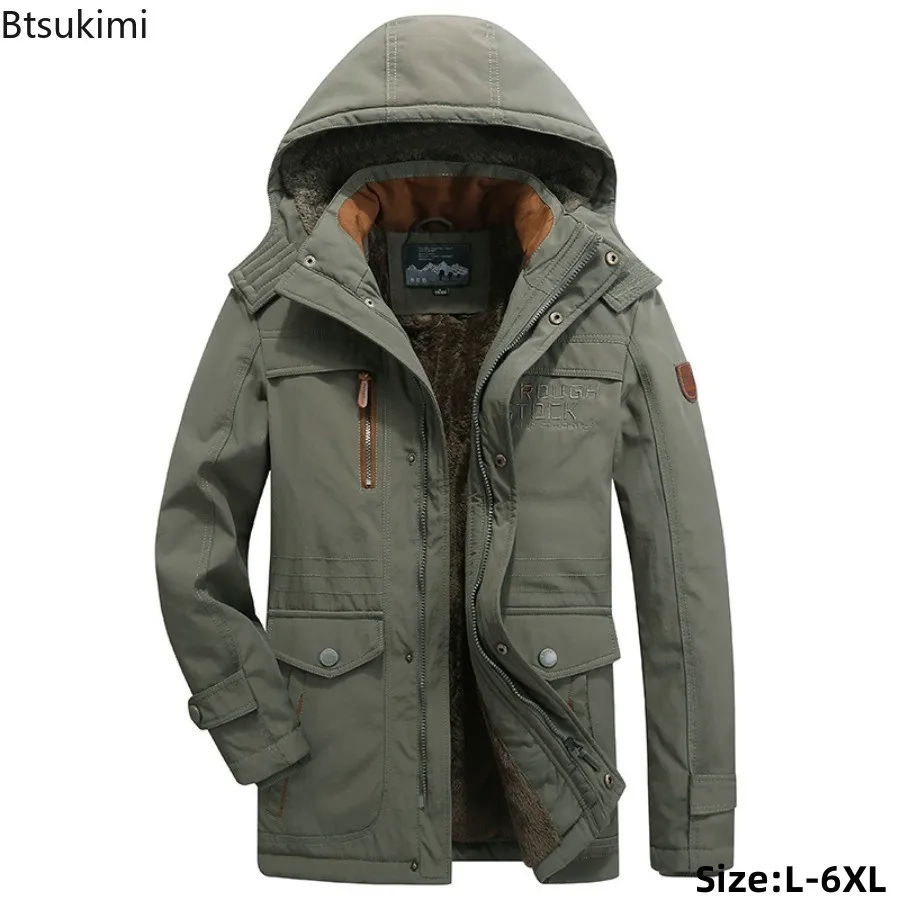 

Зимняя мужская одежда, куртки на хлопковой подкладке, утолщенные свободные повседневные парки с флисовой подкладкой, морозостойкие теплые куртки с несколькими карманами