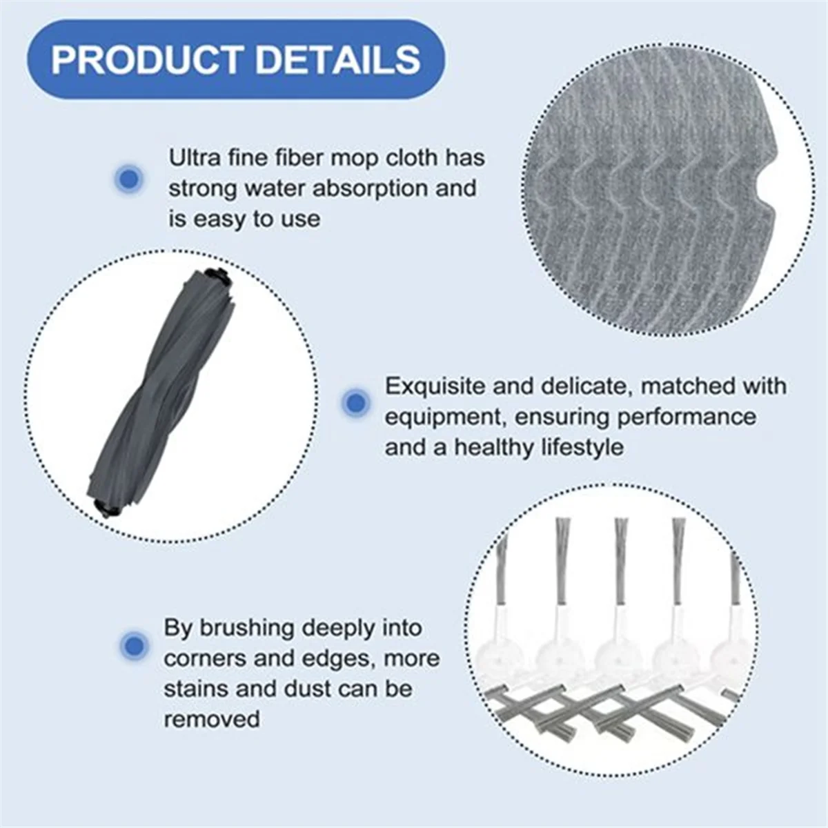 FZFZ 21 Buah untuk D10 Plus Gen 2 RLD32GD Pengganti Suku Cadang Pembersih Robot Sweeping Filter Pel Sikat Sisi Utama