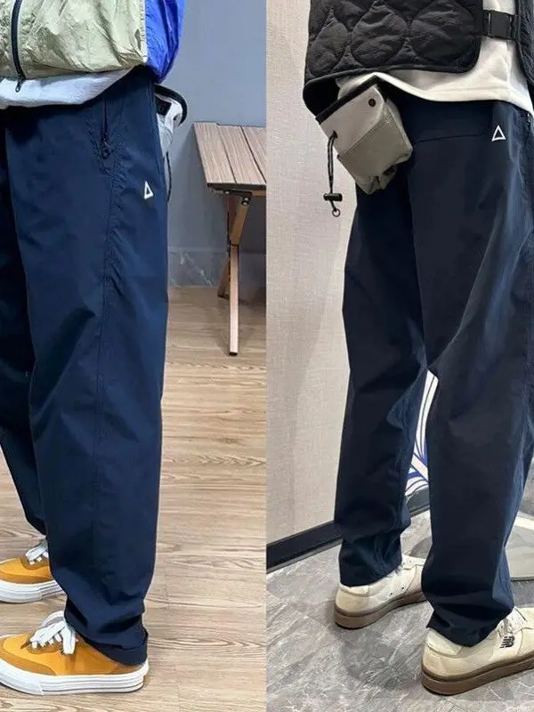 

American Style Men's Casual Pants Workwear Trousers Loose Fit Outdoor Waterproof Cone Shape Long Trousers Polyester Fiber