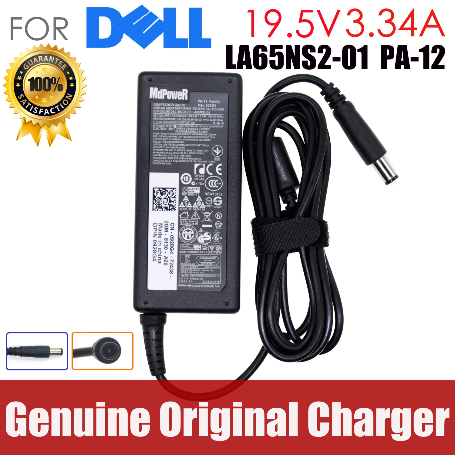 Original 19.5V 3.34A 65W AC Adapter Charger for Dell Vostro E5450 E5470 E5490 E6230 E6420 E6430 E7240 E7250 E7270 E7280 E7420