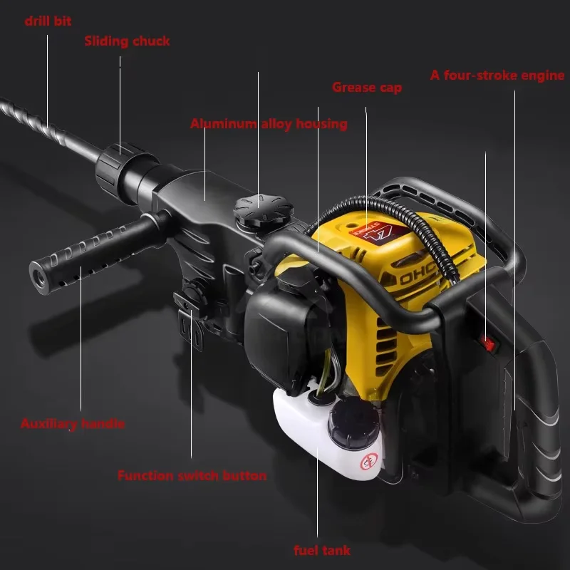 Electric Hammer Rock Drill Oil Hammer Drilling Machine Breaking Stone Crushed Electric Pick Tool Impact Drill view 5
