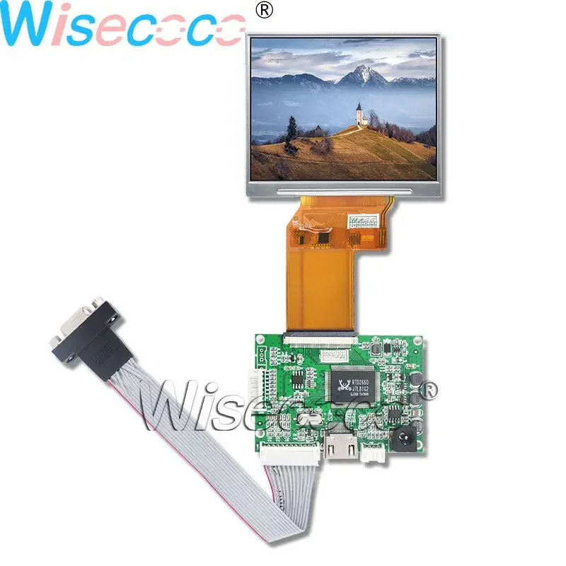 Wisecoco 3.5 인치 JT035IPS02-V0 LCD Mudule 화면 고해상도 640x480 IPS 400nits RGB VGA 1HDMI 드라이버 보드