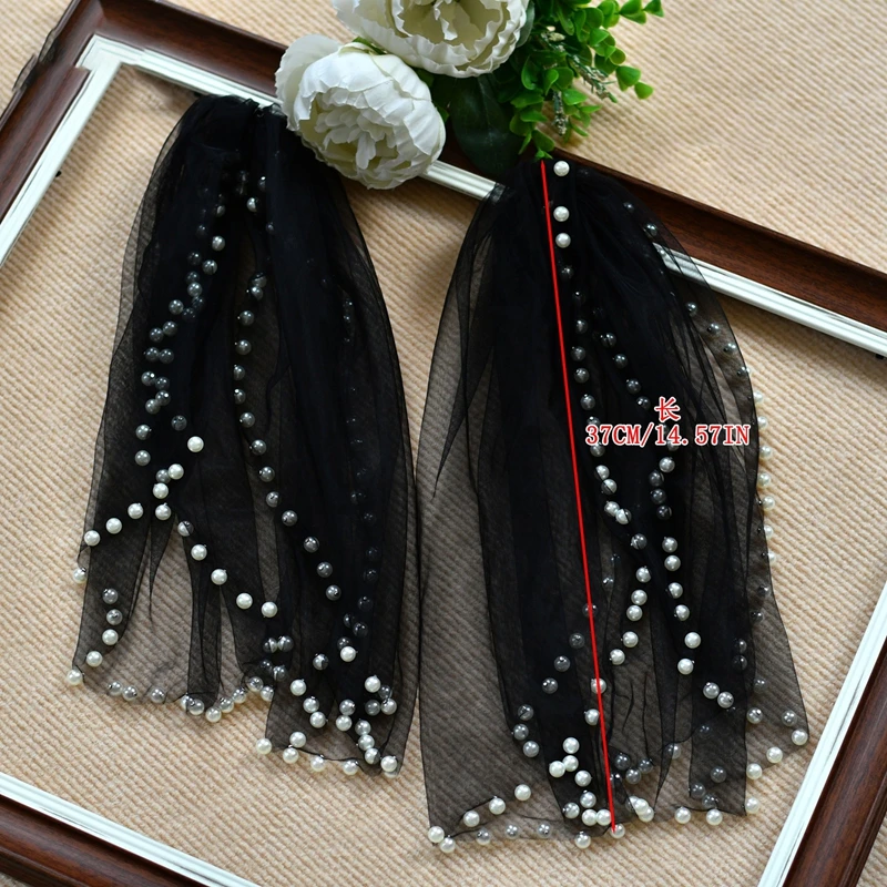 Gauze Pearl Short Tulle Shoulder Cape Fake Sleeves Bridal Wedding Evening Dress Decoration Arm Covering Shawl Wrap image 6