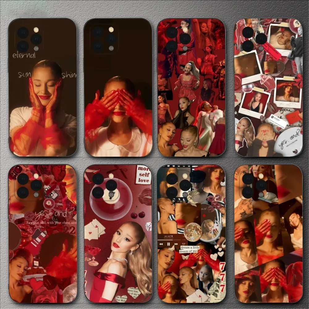 A- Ariana G-Grande Yes And Phone Case For iPhone 15,14,13,12,11,XS,XR,X,8,7,Pro,Max,Plus,mini Silicone Black Cover