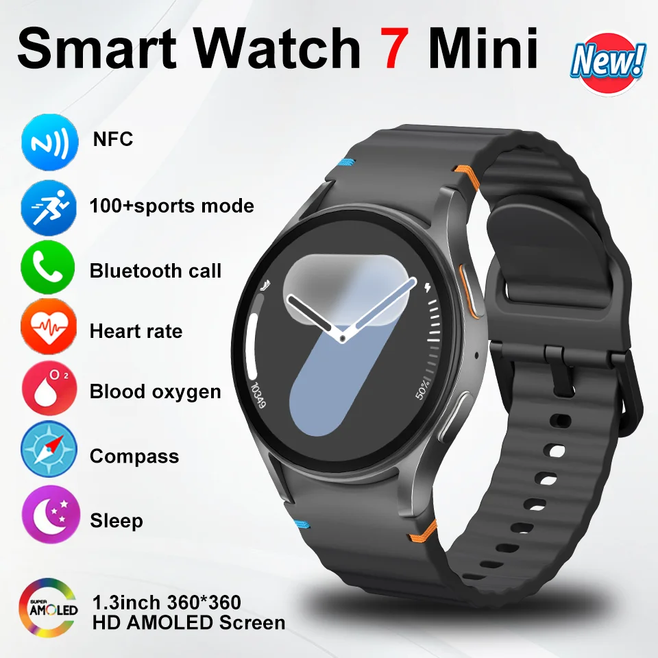 

Watch7 Mini NFC GPS Смарт-часы Женские часы для здоровья и спорта AMOLED-дисплей Сердечный ритм Игра Bluetooth Вызов Водонепроницаемые мужские часы