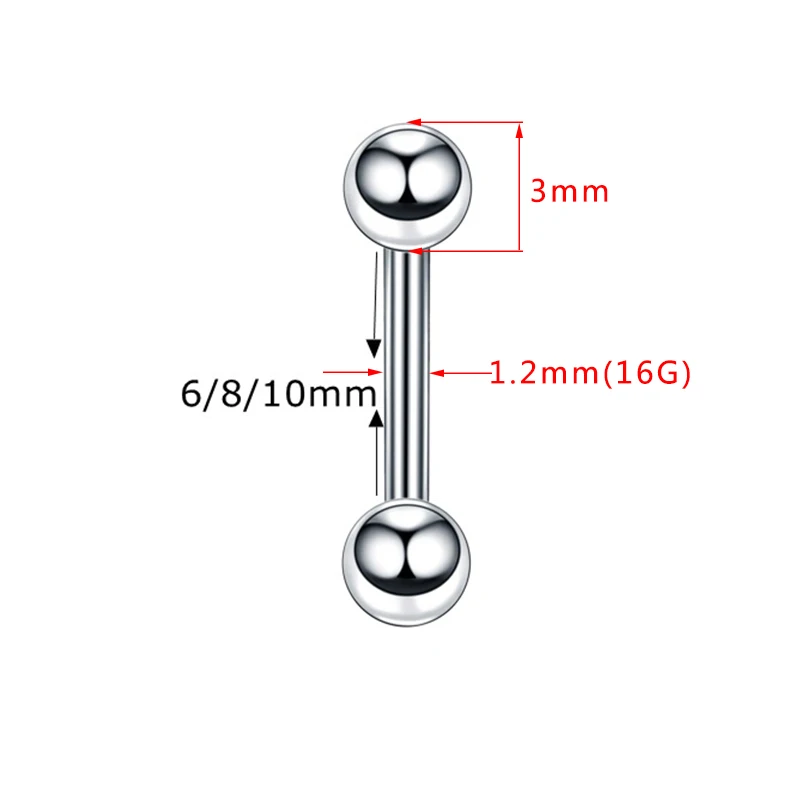 100Pcs/Lot Surgical Stainless Steel Body Piercing Jewelry Tragus Piercing Earring Barbell Punk Ear Studs Earrings Cartilage