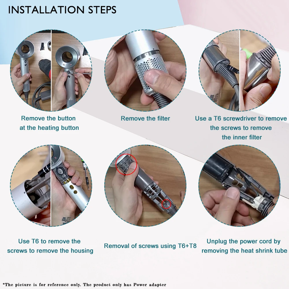 110V Voltage Charger Power Adapter for Dyson Hair Dryer US Plug Power Cable 2.6m Power Supply Replacement