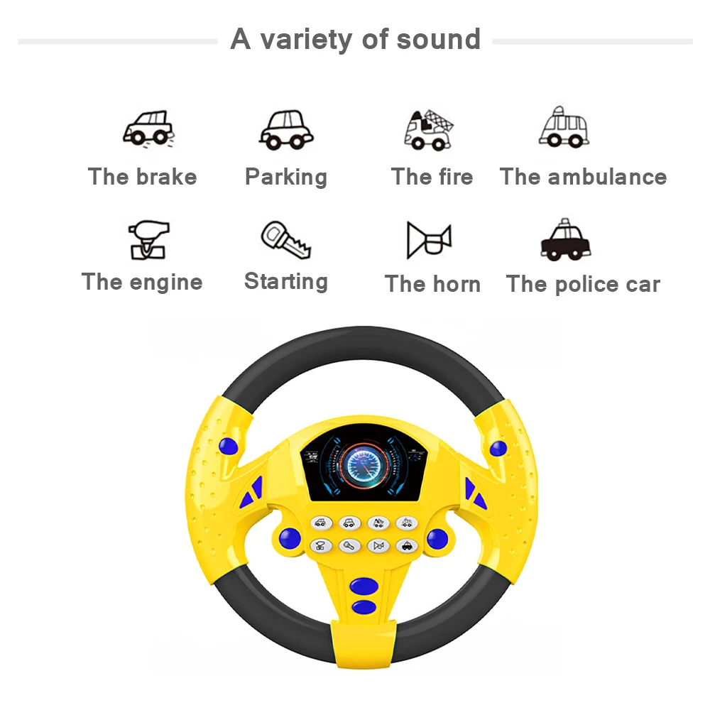 Brinquedos do bebê Crianças Dirigir Roda Simular Carro De Condução Eletric Brinquedos Do Bebê Som Crianças Carrinho Educacional Musical Dirigindo Brinquedos Vocais